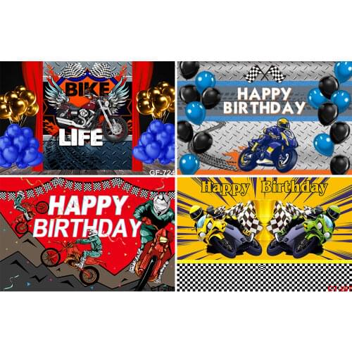 Motorcycle Happy Birthday Party Background Race Balloon Decoration Backdrop Baby Shower Anniversary Boy for Photos