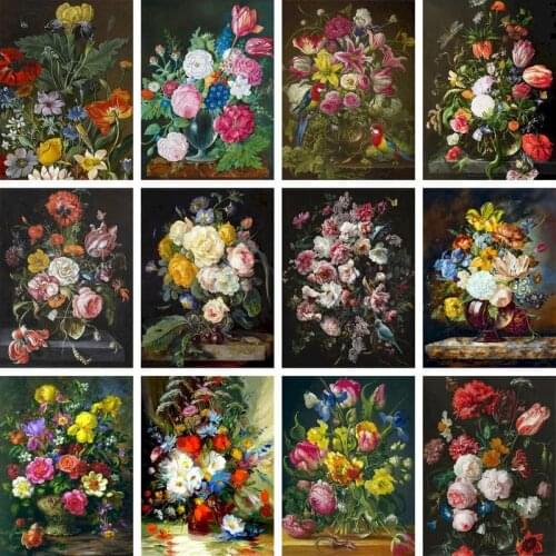 GATYZTORY Coloring By Numbers Flowers Acrylic Handpainted Wall Art Painting By Numbers For Children Kits Home Decor