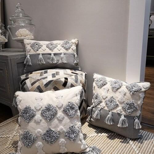 Indian Tufted Pillowcase Modern Minimalist Nordic Style Tassel Cushion Cover Home Decoration