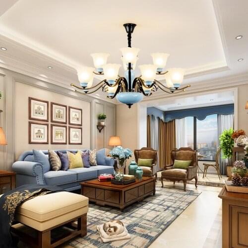 American Style Chandelier Simple Atmosphere Bedroom Lamp Wrought Iron Retro Restaurant Lamp Household Ceramic Fashion Lightings