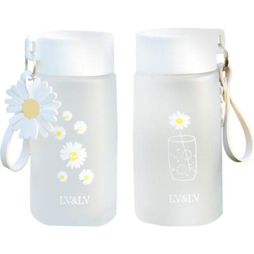 Small Daisy Transparent Plastic Water Bottles 500ml with Portable Rope Water Bottle Travel Tea Cup Cute Water Bottle