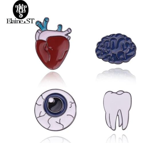 Medicine Doctor Mold Badge Brain Systerm Heart Teeth Eye Brooches For Medical Enthusiasts Nurse Teacher Gifts Shirt Bag Jewelry