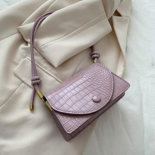 Fashion Women Vintage Alligator Pattern PU Leather Shoulder Bag Retro Solid Color Elegant Flap Lady Small Crossbody Handbag