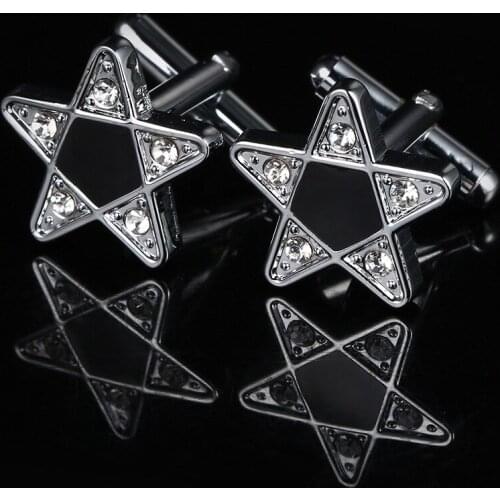 Silver-Studded Five-Pointed Star European and American French Cufflinks Mens Shirt Drop Plastic Button Business shirt bu