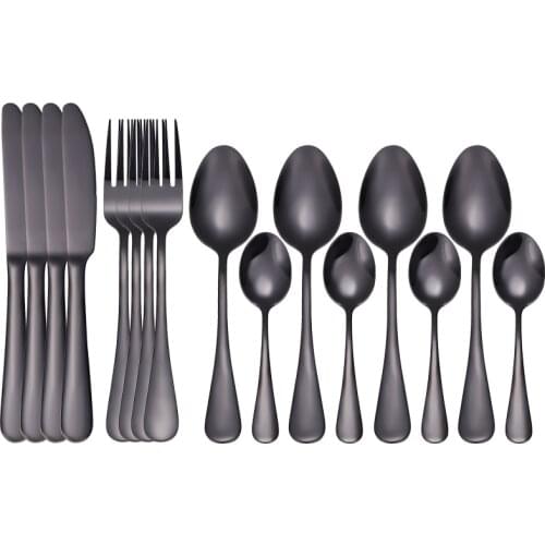 24pcs Black Mirror Dinnerware Set Stainless Steel Cutlery Set Fork Knife Spoon Tableware Set Flatware Silverware Set Gift Box