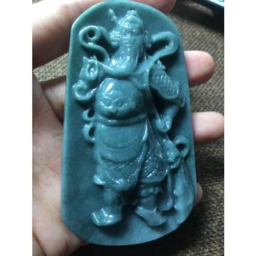 Natural 7A Myanmar jade Hand-Carved jade guan gong green jade pendant jade necklace men women pendants jade jewelry