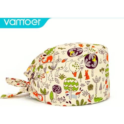 New 2021 farmacia Dentista Doctores Unisex cotton print scrub hats adjustable Elastic band Scrubs caps lab hat Women Scrub Cap