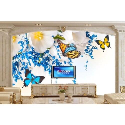 Tulips Butterflies Animals Flowers wallpaper,restaurant living room tv sofa wall bedroom 3d wall mural wallpaper papel de parede