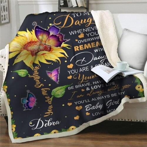 Letter To My Daughter and mom Blanket 3D Print soft flannel Thick throw Blanket on Bed print Quilt cover Encourage and Love Gift