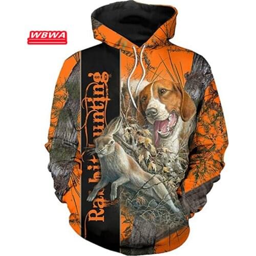 Hunting rabbit 3D Printed Mens Hoodies Harajuku Streetwear autumn Hooded Sweatshirt Unisex Casual Jacket Tracksuits Y1