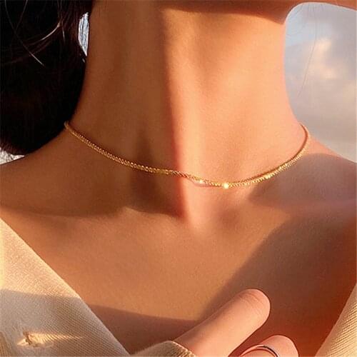 2021Shining silver star pearl necklace, gift womens high-grade fashion chain, womens simple temperament neck jewelry golden