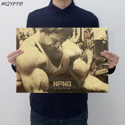 Fitness Muscle Man Kraft Paper Poster Home Room Bedroom Wall Decoration Painting Core 50.5x35cm