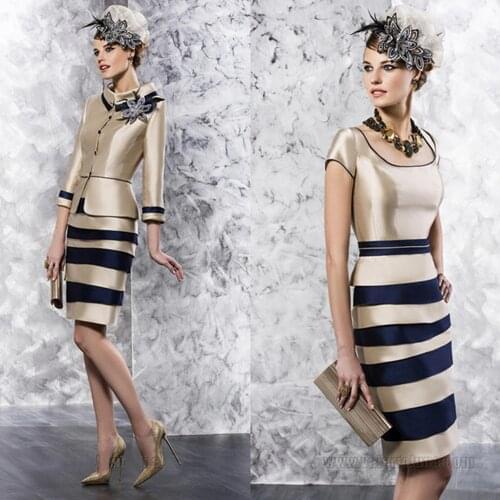 Mother Of The Bride Dresses Sheath With Jacket Satin Flowers Groom Short Mother Dresses For Wedding robe de soirée de mariage