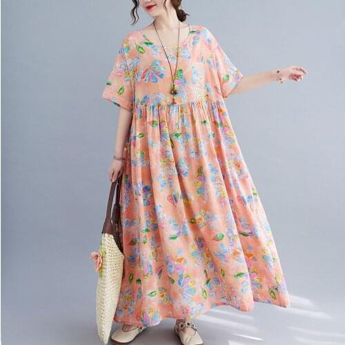 WomenS Clothing Dress 4XL 5XL 6XL Cotton Casual Long Dress Robe Female Linen Summer Sundress Oversize Holiday Maxi Beach Dress