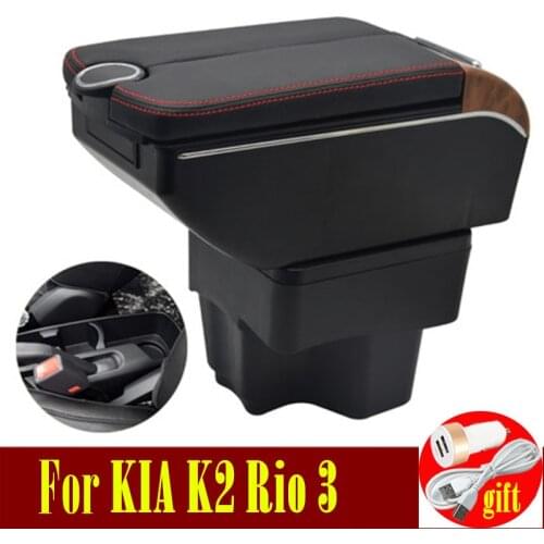 For KIA Rio 3 2011-2016 Armrest box For KIA K2 Armrest box Double doors open 7USB Centre Console Storage Box Arm Rest
