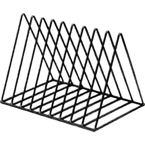 Magazine Rack Book Record Holder, Desktop Iron Storage Rack Bookshelf Multifunction Triangle File Organizer Decor Home Office
