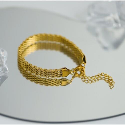 Gold Plated Stainless Steel Watch Belt Stacking Bracelet For Women Occident Metal Texture New Design Bracelet Jewelry Gifts