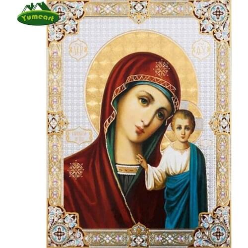 Reglion Christian Faith Paint With Diamond Painting Virgin and Child of Kazan Orthodox Icon Mosaic Set Diamond Embroidery Sale
