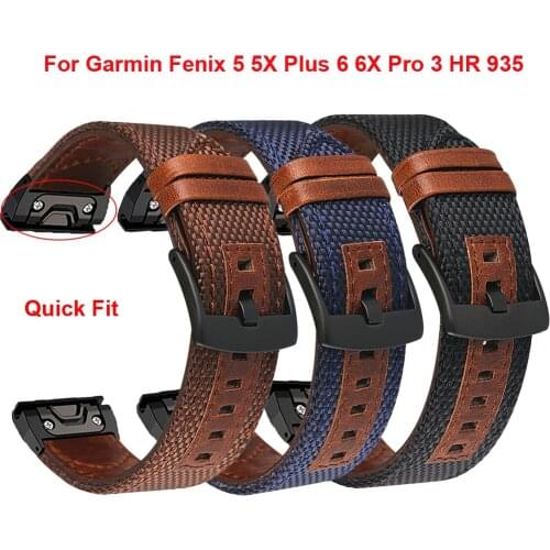 26 22mm Leather Watchband for Garmin Fenix 6X 6 Pro Watch Quick Release Easy Fit Wrist Band Strap For Fenix 5X 5 Plus 3HR Correa