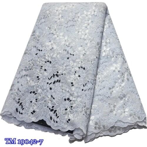 Luxury popular white African lace fabric high quality french tulle organza lace fabric 2019 Nigerian beaded stones sequins laces