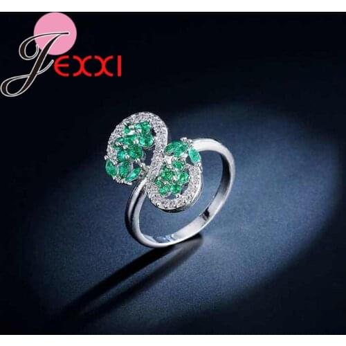 Luxury 925 Sterling Silver AAA Cubic Zirconia Wedding Party Rings For Women Gift Fashion Green Crystal Engagement Ring