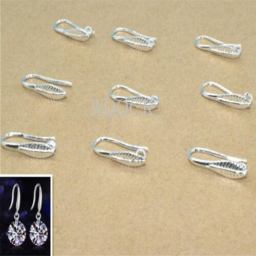 Leaf Shape Wholesale 50PCS Lot Findings Bright 925 Sterling Silver Earring Bail DIY Jewelry Making Accessories for Swa Crystal