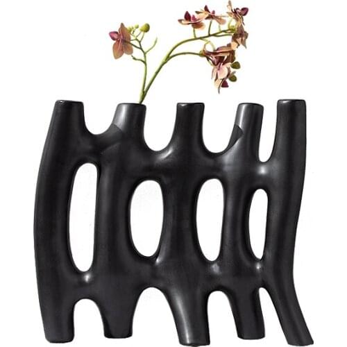 Modern Abstract Special-Shaped Vase Ceramic Frosted Living Room Minimalist Soft Decoration Flower Decoration