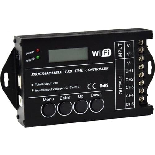 TC421 Programmable WIFI Led Time Controller, Andriod IOS Iphone Mobile USB Interface RGB Controller WIFI Timing Dimmer DC12~24V