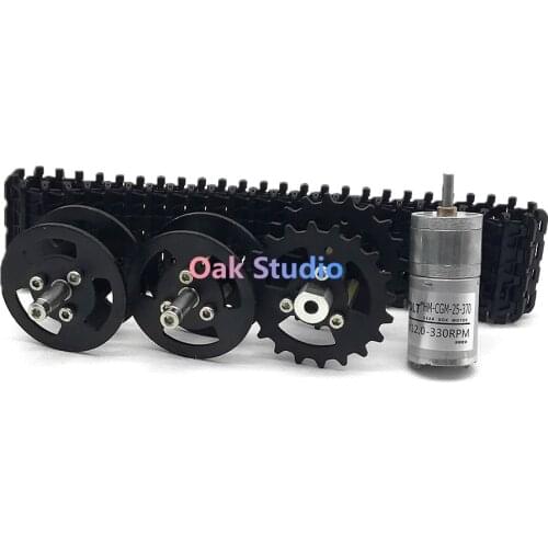 DIY smart tank kit includes metal load-bearing wheels, drive wheels, plastic track and DC 12V330RPM