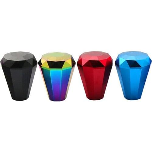 4 Styles Universal Car Aluminum Diamond Shift Knobs Manual Shift Lever Knobs with 8/10/12mm Install Adapters Car Interior Decor