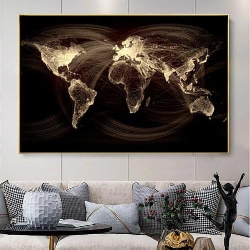 Vintage World Map Canvas Painting Printing Poster and Print Wall Art Nordic Map Mural Pictures for Living Room Modern Hoom Decor