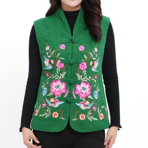 Embroidered Ethnic vest Chinese Traditional Cotton vest Winter Women Waistcoat