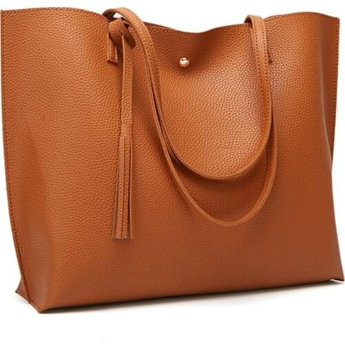 Women Bags Fashion Fringe Solid Large Capacity Shopping Shoulder Tote Handbag bolsos mujersac a main femme de marque soldes