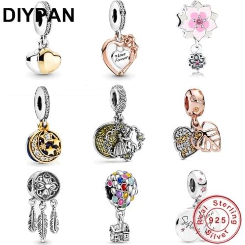 Fit Original Pandora Charms Bracelet 925 Sterling Silver Beauty and the Beast Dangle Charm Pendant Women Fasion Jewelry Berloque