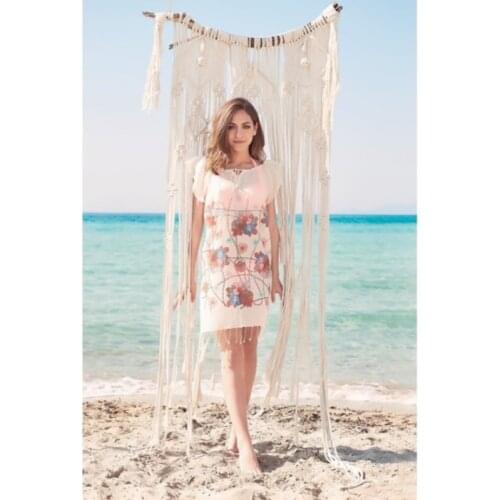 Beach Cover Dress Tunic Flowers 2021 Summer Cotton Women Beach Dress Pareo Beach Wear Cover Plage Beach Wear Fashion