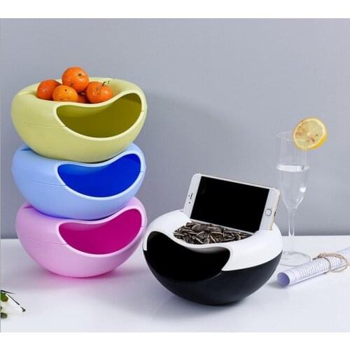 1PC Multi Circular Plastic Double Deck Snacks Food Storage Box Dual Purpose Tabletop Grocerie Storage Boxe Org Organizer OK 0195