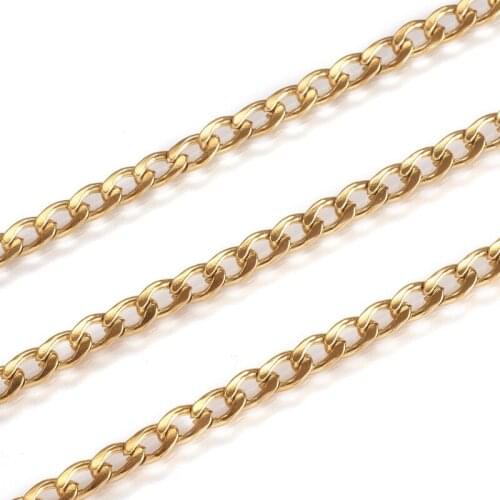 10m/roll 5x3x0.8mm Unwelded 304 Stainless Steel Twisted Chain Curb Chains for Jewelry Making DIY Bracelet Necklace Accessoires