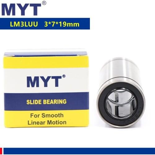 20pcs/100pcs MYT high precision LM3LUU 3*7*19mm long type linear ball bearing LM3L linear rod shaft bushing CNC parts 3mm