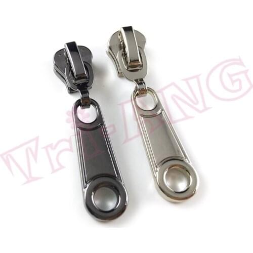 20pcs/lot, 2018 New High Quality Round Hole Puller 5# Zinc Alloy Metal Zipper Silver Black Colors