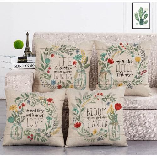 Flower Do Somethng With Great Love Cushion Cover Throw Pillow Cotton Linen Home Decor Handmade Custom Printed Pillow Case T24