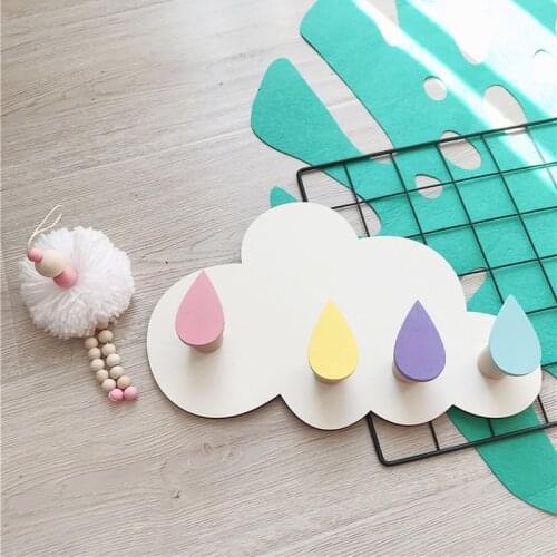 Wooden Wall Hook Towel Hangers Attaccapanni Toys Dolls Storage Organization Bathroom Holder Rack Baby Kids Children Room Decor