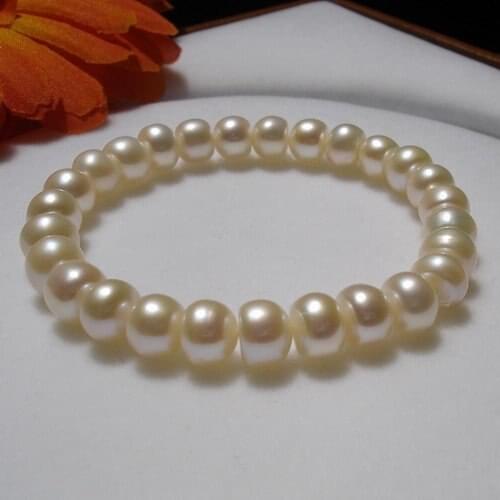 CHEAP HOT PROMOTION!!! 8-9MM Big Size Charm Fresh Water Pearl Bracelet ELASTIC Bangle Fashion Jewellery, 30pcs/lot
