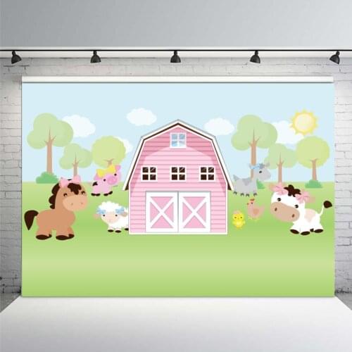 Photography Backdrops Light Pink Farm Cottage Barn Barnyard Garden Animals Cow Horse Custom Photo Studio Backdrop Background