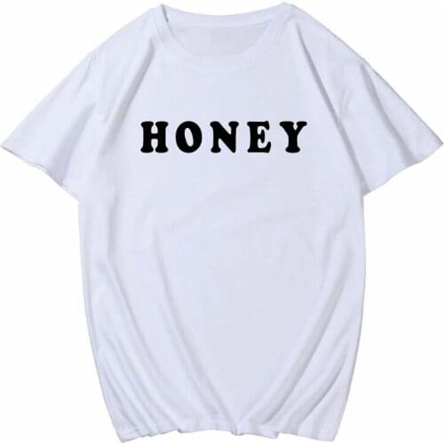 Honey Letter Print Men Women Tshirt 2020 Summer Casual T Shirt for Ladies Korean Fashion Simple Top Tee Female T-shirt Hipster