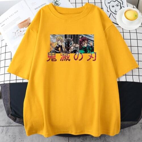 Anime Character Demon Slayer Prints Women T Shirts Harajuku Loose T-Shirts Hip Hop Summer Clothing Style Quality Womens T-Shirt