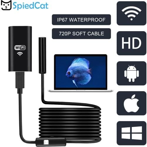 HD WIFI 8mm Mini Lens Endoscope Camera 1/2/3.5/5/10M Snake Cable Tube USB Pipe Inspection Borescope Detector For Android IOS PC