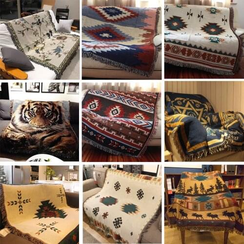 Cotton Blend assels Rug Sofa Blanket Living Room Bedroom Soft Carpet Bedspread Tablecloth Tapestry Home Decor