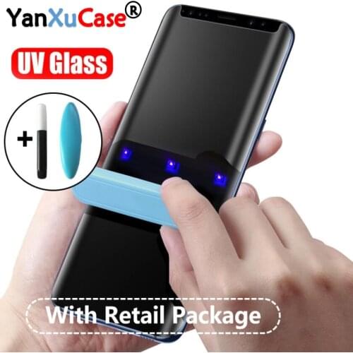 10Pcs/Lot With Box UV Full Glue Curved Tempered Glass For Oneplus 8 Pro 1+8 Screen Protector For One Plus 7 7T Pro 1+7 Pro Glass