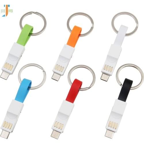 3 in 1 USB Cable Portable Magnetic Phone Charger Charging Cables Type C Micro USB Mini Keychain For iPhone Samsung 200pcs/lot