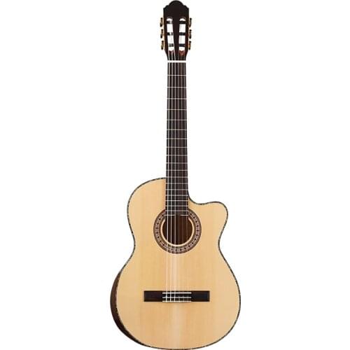 Natural color flame maple cutway classic guitar solid wood classic guitar with radian corner with EQ